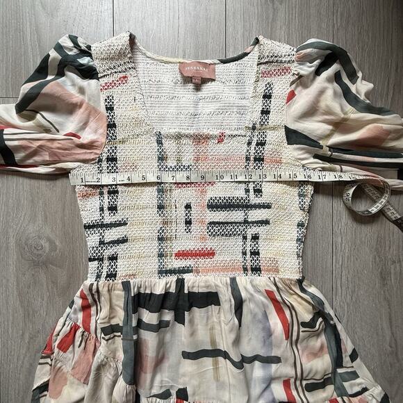 Jessakae Smocked puff Sleeve Quality Midi Dress Large Prairie core Cottage core - Picture 8 of 14